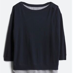 Market & Spruce Ralla Cross Back Mixed Material Pullover, Navy, Size M